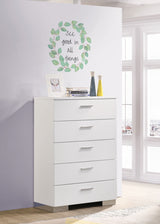 Felicity Bedroom Storage - Dresser, LED Mirror, Chest, Nightstand & Lighted Vanity in White High Gloss - lifestyle