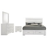Felicity Storage Platform Bed & Bedroom Sets - 2-Drawer Channel-Tufted Bed in White High Gloss – view 19