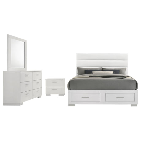 Felicity Storage Platform Bed & Bedroom Sets - 2-Drawer Channel-Tufted Bed in White High Gloss – view 19