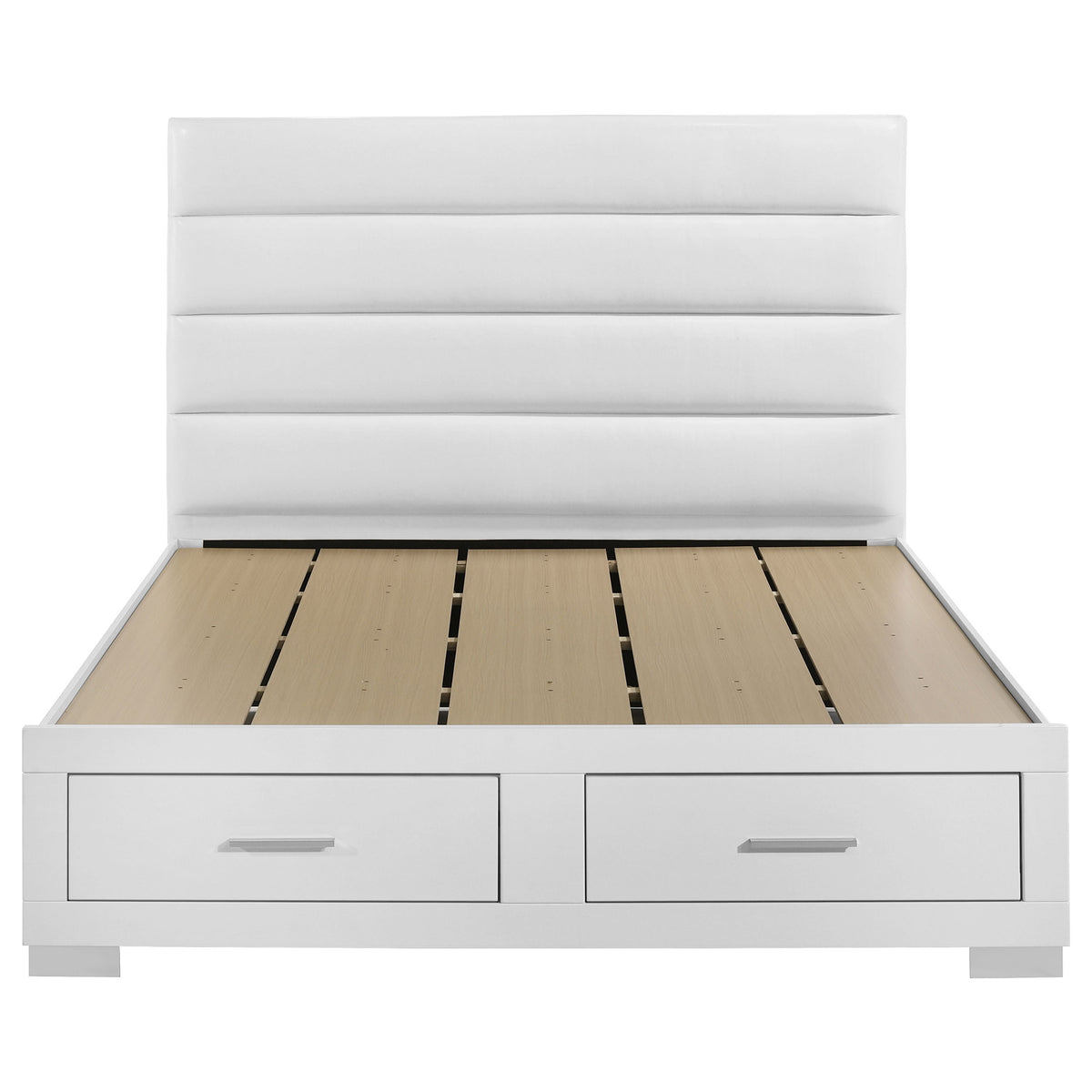 Felicity Storage Platform Bed & Bedroom Sets - 2-Drawer Channel-Tufted Bed in White High Gloss – view 12