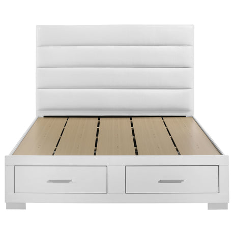 Felicity Storage Platform Bed & Bedroom Sets - 2-Drawer Channel-Tufted Bed in White High Gloss – view 12