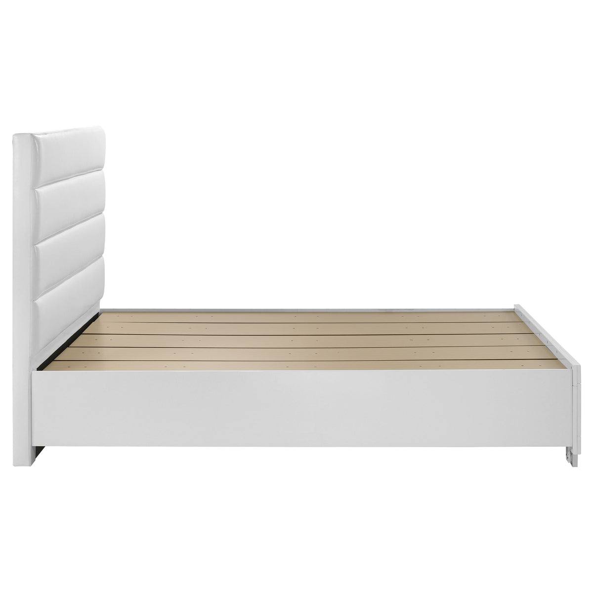 Felicity Storage Platform Bed & Bedroom Sets - 2-Drawer Channel-Tufted Bed in White High Gloss – view 14