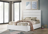 Felicity Channel-Tufted Platform Bed & Bedroom Sets - White Faux Leather with High-Gloss Case Pieces - lifestyle