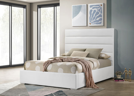 Felicity Channel-Tufted Platform Bed & Bedroom Sets - White Faux Leather with High-Gloss Case Pieces - lifestyle