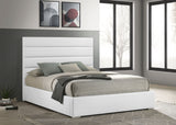 Felicity Channel-Tufted Platform Bed & Bedroom Sets - White Faux Leather with High-Gloss Case Pieces - lifestyle