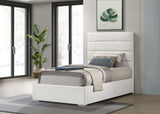 Felicity Channel-Tufted Platform Bed & Bedroom Sets - White Faux Leather with High-Gloss Case Pieces – view 1
