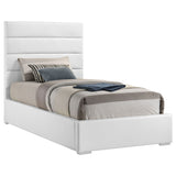 Felicity Channel-Tufted Platform Bed & Bedroom Sets - White Faux Leather with High-Gloss Case Pieces