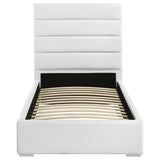 Felicity Channel-Tufted Platform Bed & Bedroom Sets - White Faux Leather with High-Gloss Case Pieces