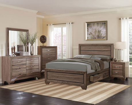 Kauffman Panel or Storage Bed & Bedroom Sets - 5pcs- Queen Storage Bed + Nightstand + Dresser + Mirror + Chest