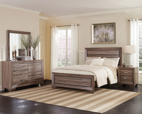Kauffman Panel or Storage Bed & Bedroom Sets - 4pcs- Eastern King Panel Bed + Nightstand + Dresser + Mirror