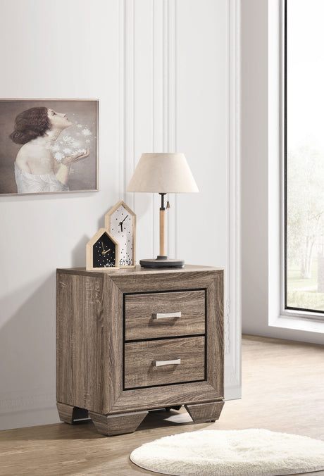Kauffman Panel or Storage Bed & Bedroom Sets - Transitional Washed Taupe with Black Recessed Grooves - lifestyle