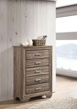 Kauffman Panel or Storage Bed & Bedroom Sets - Transitional Washed Taupe with Black Recessed Grooves - lifestyle