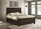 Kauffman Panel or Storage Bed & Bedroom Sets - Dark Cocoa with Black Recessed Grooves, Queen to California King - lifestyle