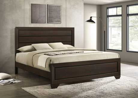 Kauffman Panel or Storage Bed & Bedroom Sets - Dark Cocoa with Black Recessed Grooves, Queen to California King - lifestyle
