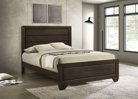 Kauffman Panel or Storage Bed & Bedroom Sets - Dark Cocoa with Black Recessed Grooves, Queen to California King - lifestyle