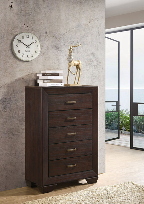 Kauffman Panel or Storage Bed & Bedroom Sets - Dark Cocoa with Black Recessed Grooves, Queen to California King - lifestyle