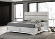 Miranda Upholstered Panel Bed & Bedroom Sets - Glam White with Glitter Stripe Headboard, Twin to California King - lifestyle