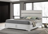 Miranda Upholstered Panel Bed & Bedroom Sets - Glam White with Glitter Stripe Headboard, Twin to California King - lifestyle