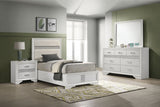Miranda Upholstered Panel Bed & Bedroom Sets - 4pcs- Twin Bed + Nightstand + Dresser + Mirror