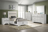 Miranda Upholstered Panel Bed & Bedroom Sets - 5pcs- Twin Bed + Nightstand + Dresser + Mirror + Chest