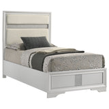 Miranda Upholstered Panel Bed & Bedroom Sets - Glam White with Glitter Stripe Headboard, Twin to California King – view 17