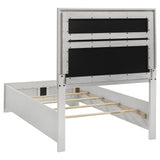 Miranda Upholstered Panel Bed & Bedroom Sets - Glam White with Glitter Stripe Headboard, Twin to California King – view 18