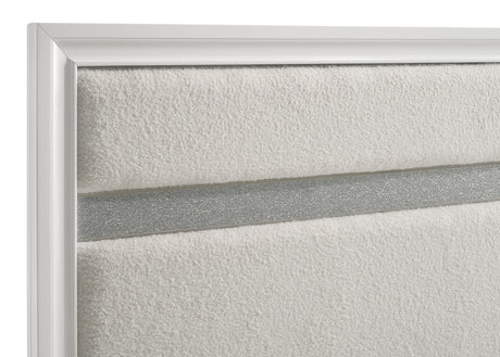 Miranda Upholstered Panel Bed & Bedroom Sets - Glam White with Glitter Stripe Headboard, Twin to California King – view 19