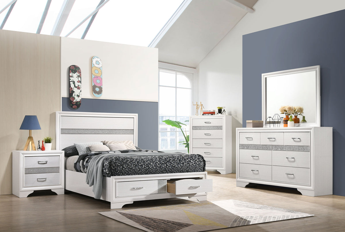 Miranda Storage Bed & Bedroom Sets - 5pcs- Full Bed + Nightstand + Dresser + Mirror + Chest
