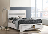 Miranda Storage Bed & Bedroom Sets - Glam White with Glitter Accents & Footboard Drawers, Twin to California King - lifestyle