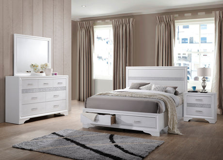 Miranda Storage Bed & Bedroom Sets - 4pcs- Eastern King Bed + Nightstand + Dresser + Mirror