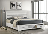 Miranda Storage Bed & Bedroom Sets - Glam White with Glitter Accents & Footboard Drawers, Twin to California King - lifestyle