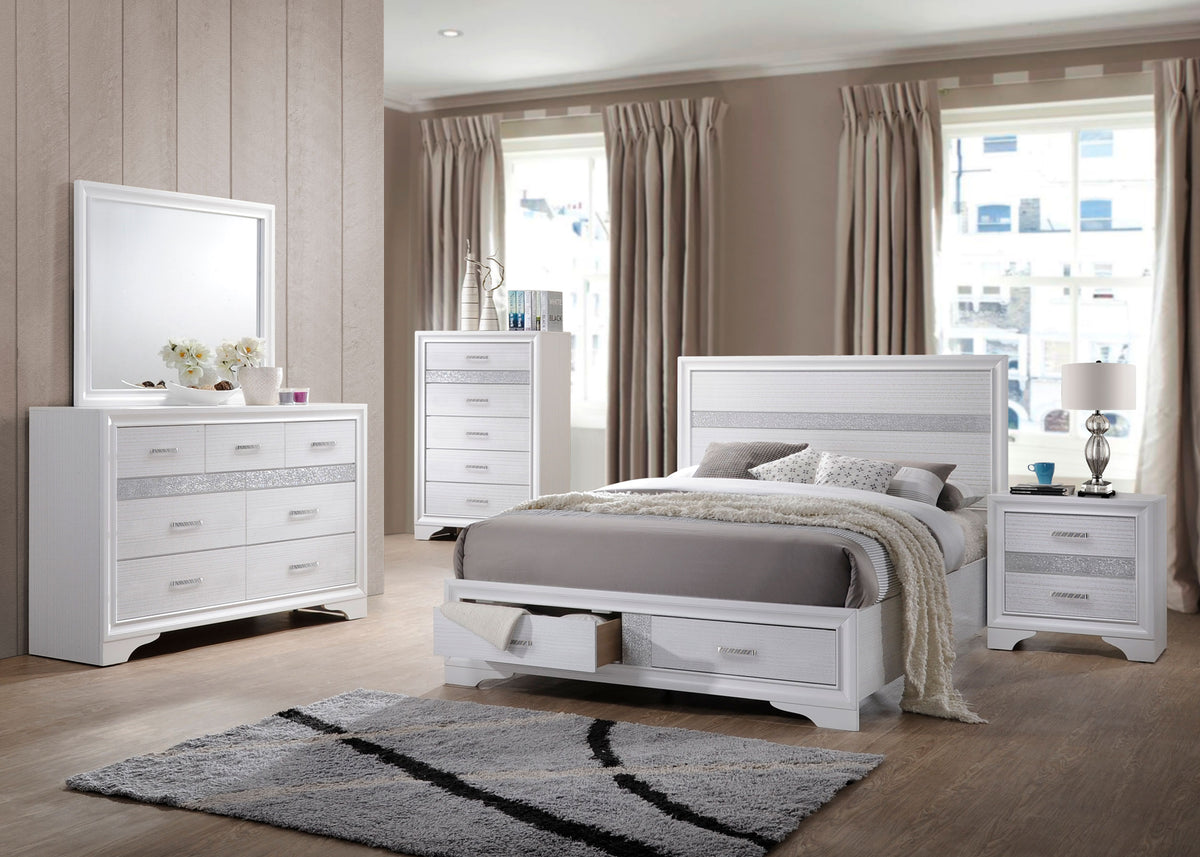 Miranda Storage Bed & Bedroom Sets - 5pcs- Queen Bed + Nightstand + Dresser + Mirror + Chest