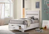 Miranda Storage Bed & Bedroom Sets - Glam White with Glitter Accents & Footboard Drawers, Twin to California King – view 1