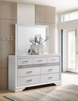 Miranda Storage Bed & Bedroom Sets - Glam White with Glitter Accents & Footboard Drawers, Twin to California King - lifestyle