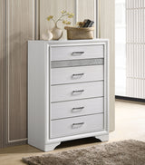 Miranda Storage Bed & Bedroom Sets - Glam White with Glitter Accents & Footboard Drawers, Twin to California King - lifestyle