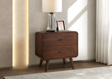 Robyn Mid-Century Platform Bed & Bedroom Sets - Tufted Gray Headboard in Dark Walnut, Twin to California King - lifestyle