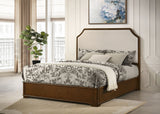 Garland Louis Philippe Panel Bed & Bedroom Sets - Cream Upholstered Headboard in Brown Cherry, Queen or Eastern King – view 1