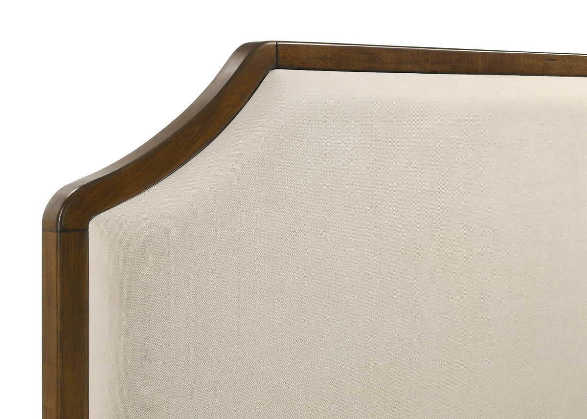 Garland Louis Philippe Panel Bed & Bedroom Sets - Cream Upholstered Headboard in Brown Cherry, Queen or Eastern King