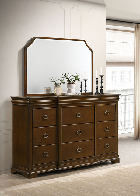 Garland Louis Philippe Panel Bed & Bedroom Sets - Cream Upholstered Headboard in Brown Cherry, Queen or Eastern King - lifestyle