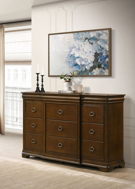 Garland Louis Philippe Panel Bed & Bedroom Sets - Cream Upholstered Headboard in Brown Cherry, Queen or Eastern King - lifestyle