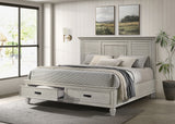 Franco Panel or Storage Bed & Bedroom Sets - Wire-Brushed Distressed White Farmhouse Collection - lifestyle