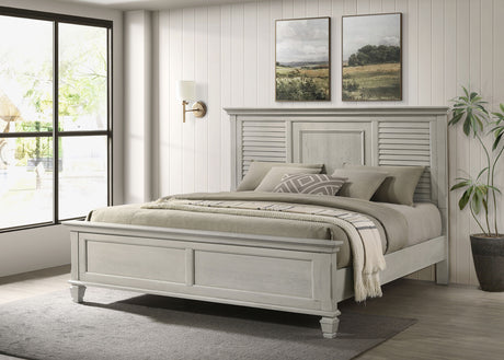 Franco Panel or Storage Bed & Bedroom Sets - Wire-Brushed Distressed White Farmhouse Collection - lifestyle
