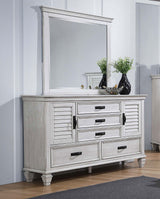 Franco Panel or Storage Bed & Bedroom Sets - Wire-Brushed Distressed White Farmhouse Collection - lifestyle