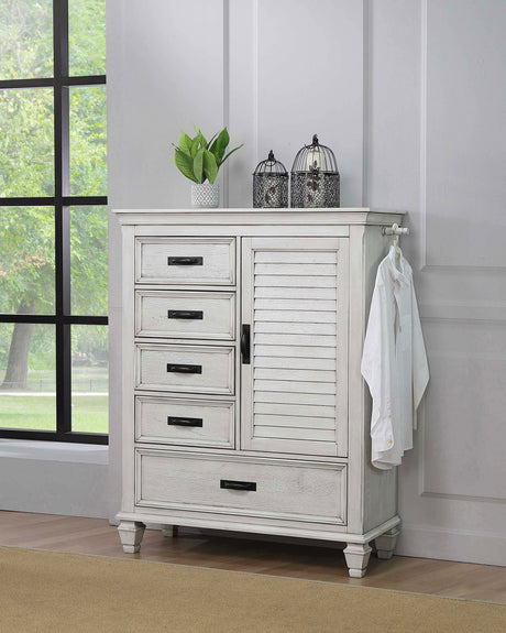 Franco Panel or Storage Bed & Bedroom Sets - Wire-Brushed Distressed White Farmhouse Collection - lifestyle