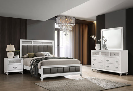 Barzini Panel Bed & Bedroom Sets - 4pcs- Eastern King Bed + Nightstand + Dresser + Mirror