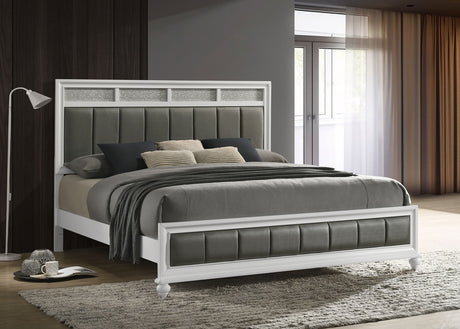 Barzini Panel Bed & Bedroom Sets - Glam White with Metallic Channel Tufting & Crystal Hardware - lifestyle