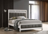 Barzini Panel Bed & Bedroom Sets - Glam White with Metallic Channel Tufting & Crystal Hardware – view 1