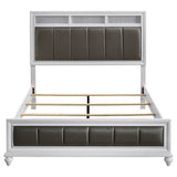 Barzini Panel Bed & Bedroom Sets - Glam White with Metallic Channel Tufting & Crystal Hardware