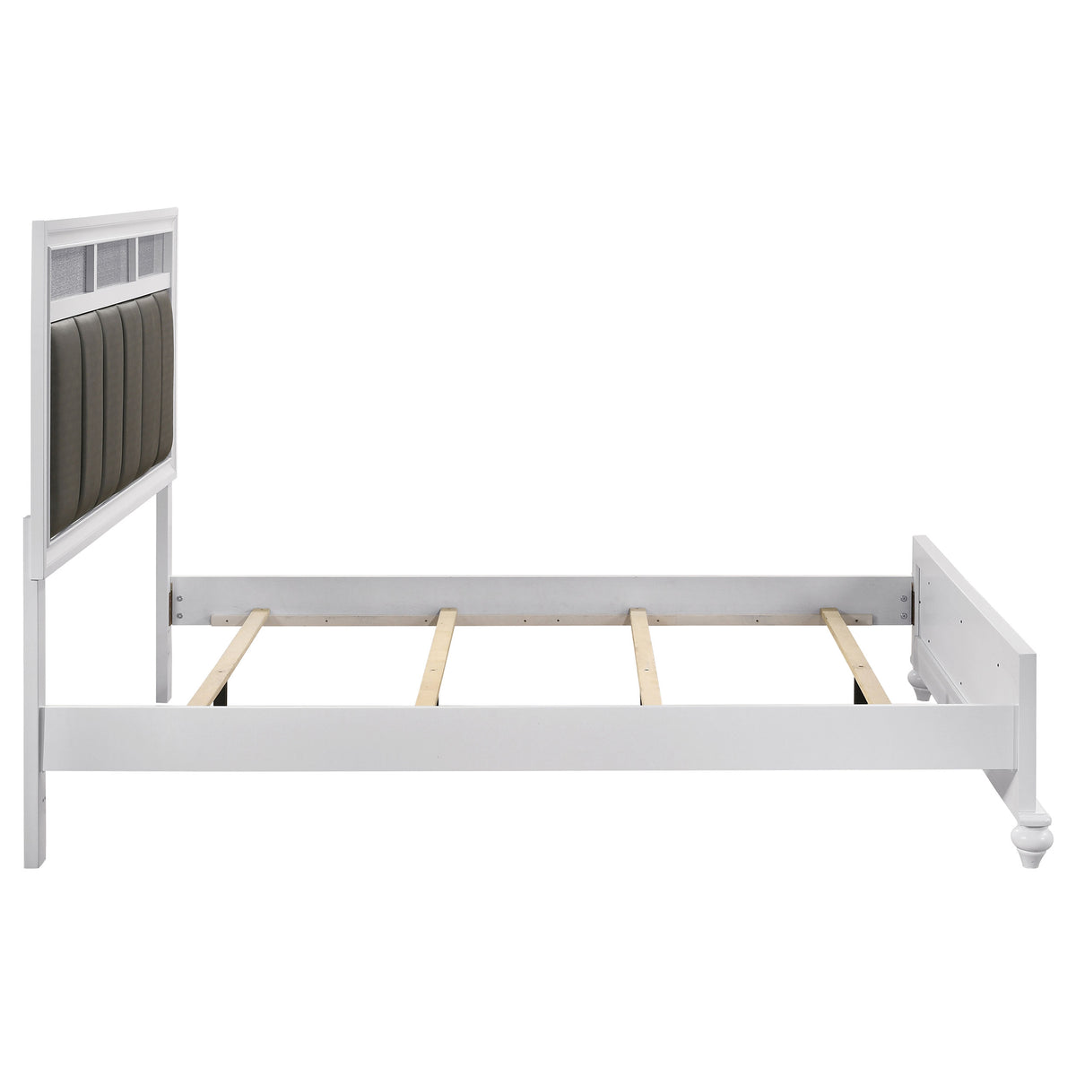Barzini Panel Bed & Bedroom Sets - Glam White with Metallic Channel Tufting & Crystal Hardware
