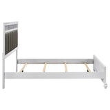 Barzini Panel Bed & Bedroom Sets - Glam White with Metallic Channel Tufting & Crystal Hardware